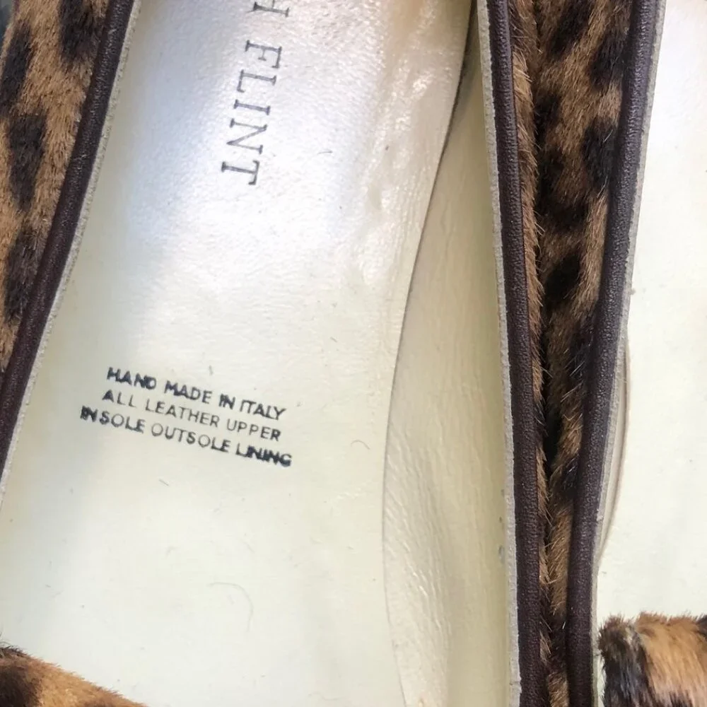 Sarah Flint Chocolate Leopard Calf Print Loafers Size 39 - Picture 2 of 6
